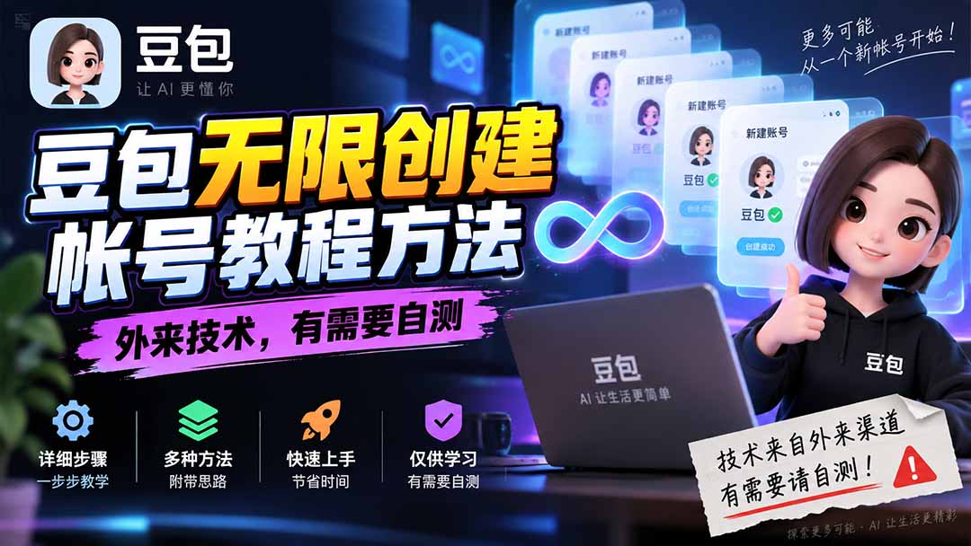 豆包无限创建帐号教程方法，外来技术，有需要自测