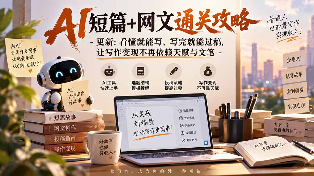 AI短篇+网文通关攻略-更新0921：看懂就能写、写完就能过稿，让写作变现不再依赖天赋与文笔