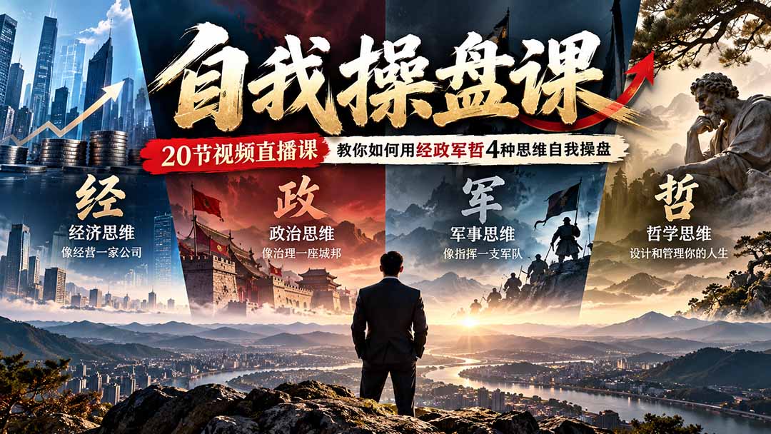 【无水印】自我操盘课，20节视频直播课教你如何用经政军哲4种思维自我操盘（更新0924）