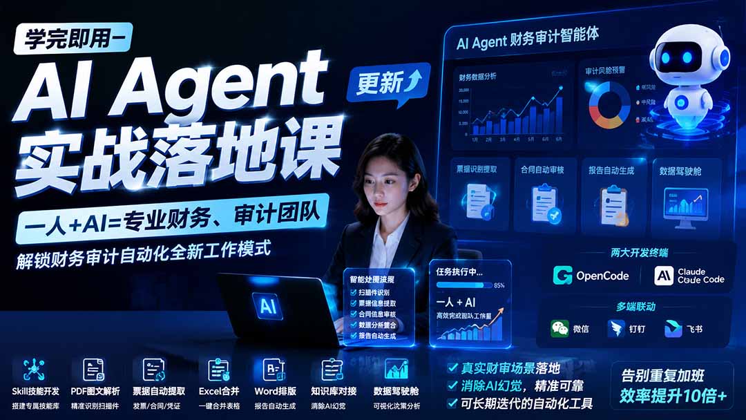 【无水印】学完 即用-AI Agent实操落地课-更新0924：一人 + AI=专业财务、审计团队，解锁财务审计自动化全新工作模式