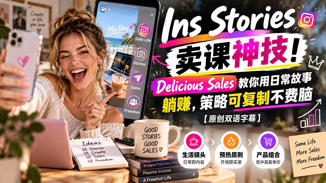 Ins Stories 卖课神技！Delicious Sales 教你用日常故事躺赚，策略可复制不费脑【原创双语字幕】