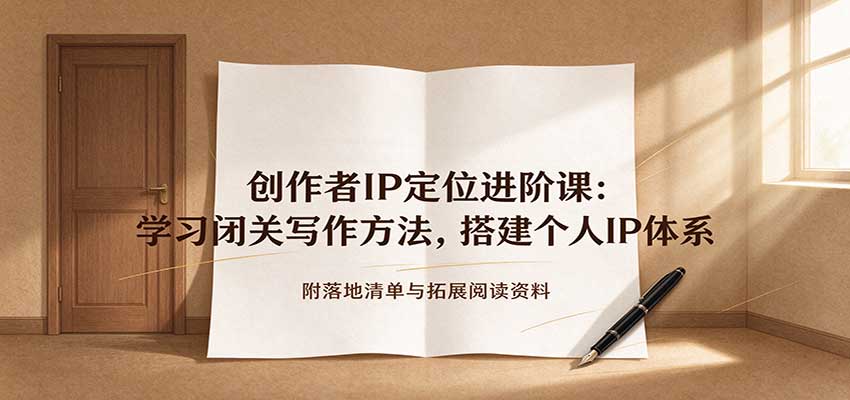 创作者IP定位进阶课：学习闭关写作方法，搭建个人IP体系，附落地清单与拓展阅读资料