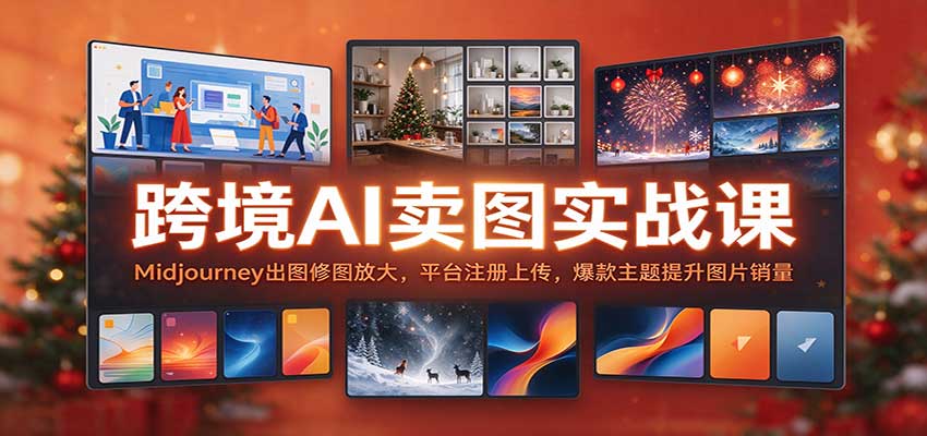 跨境AI卖图实战课：Midjourney出图修图放大，平台注册上传，爆款主题提升图片销量