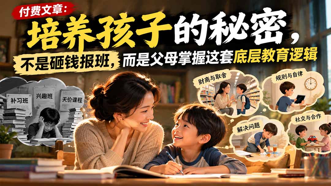 付费文章：培养孩子的秘密，不是砸钱报班，而是父母掌握这套底层教育逻辑