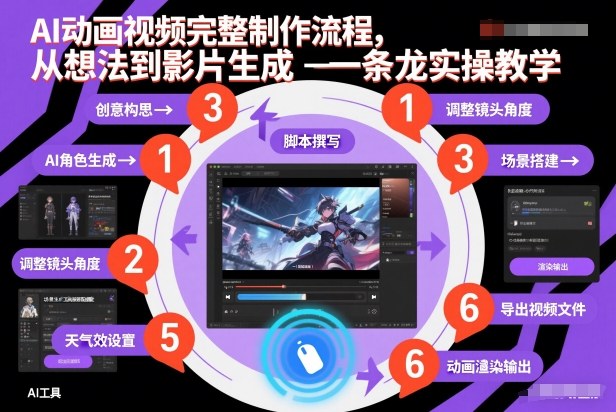 AI动画视频完整制作流程,从想法到影片生成一条龙实操教学 AI动画视频完整制作流程,从想法到影片生成一条龙实操教学