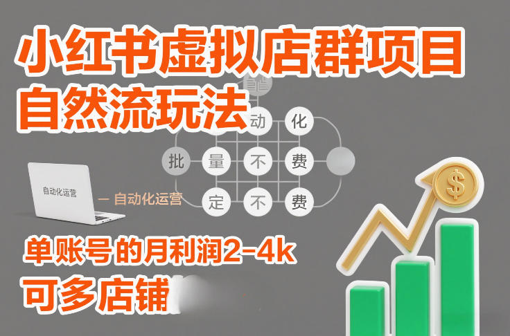 小红书虚拟店群项目,自然流玩法,批量自动化,稳定不费号,单账号的月利润2-4k,可多店矩阵 小红书虚拟店群项目,自然流玩法,批量自动化,稳定不费号,单账号的月利润2-4k,可多店矩阵