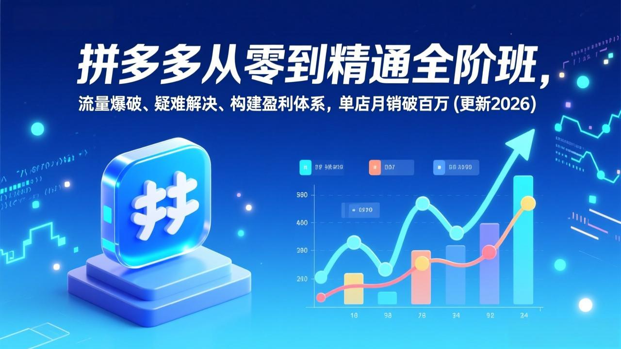 (17148期)拼多多从零到精通全阶班,流量爆破、疑难解决,构建盈利体系,单店月销破百万(更新2026) (17148期)拼多多从零到精通全阶班,流量爆破、疑难解决,构建盈利体系,单店月销破百万(更新2026)