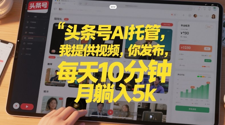 头条号AI托管,我提供视频,你发布,每天10分钟,月躺入5k+ 头条号AI托管,我提供视频,你发布,每天10分钟,月躺入5k+