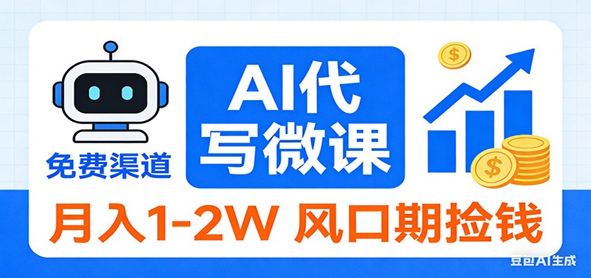 2026告别打工!AI 代写微课,提供免费渠道,月入 1-2W 风口期捡钱 2026告别打工!AI 代写微课,提供免费渠道,月入 1-2W 风口期捡钱
