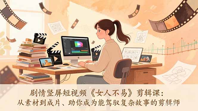 (17305期)剧情竖屏短视频《女人不易》剪辑课:从素材到成片、助你成为能驾驭复杂故事的剪辑师 (17305期)剧情竖屏短视频《女人不易》剪辑课:从素材到成片、助你成为能驾驭复杂故事的剪辑师