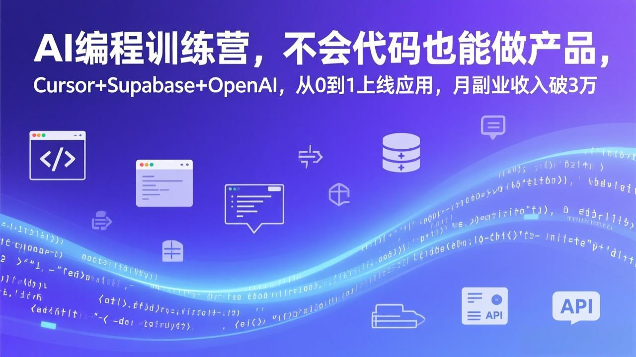 (17388期)AI编程训练营,不会代码也能做产品,Cursor+Supabase+OpenAI,从0到1上线应用,月副业收入破3万 (17388期)AI编程训练营,不会代码也能做产品,Cursor+Supabase+OpenAI,从0到1上线应用,月副业收入破3万