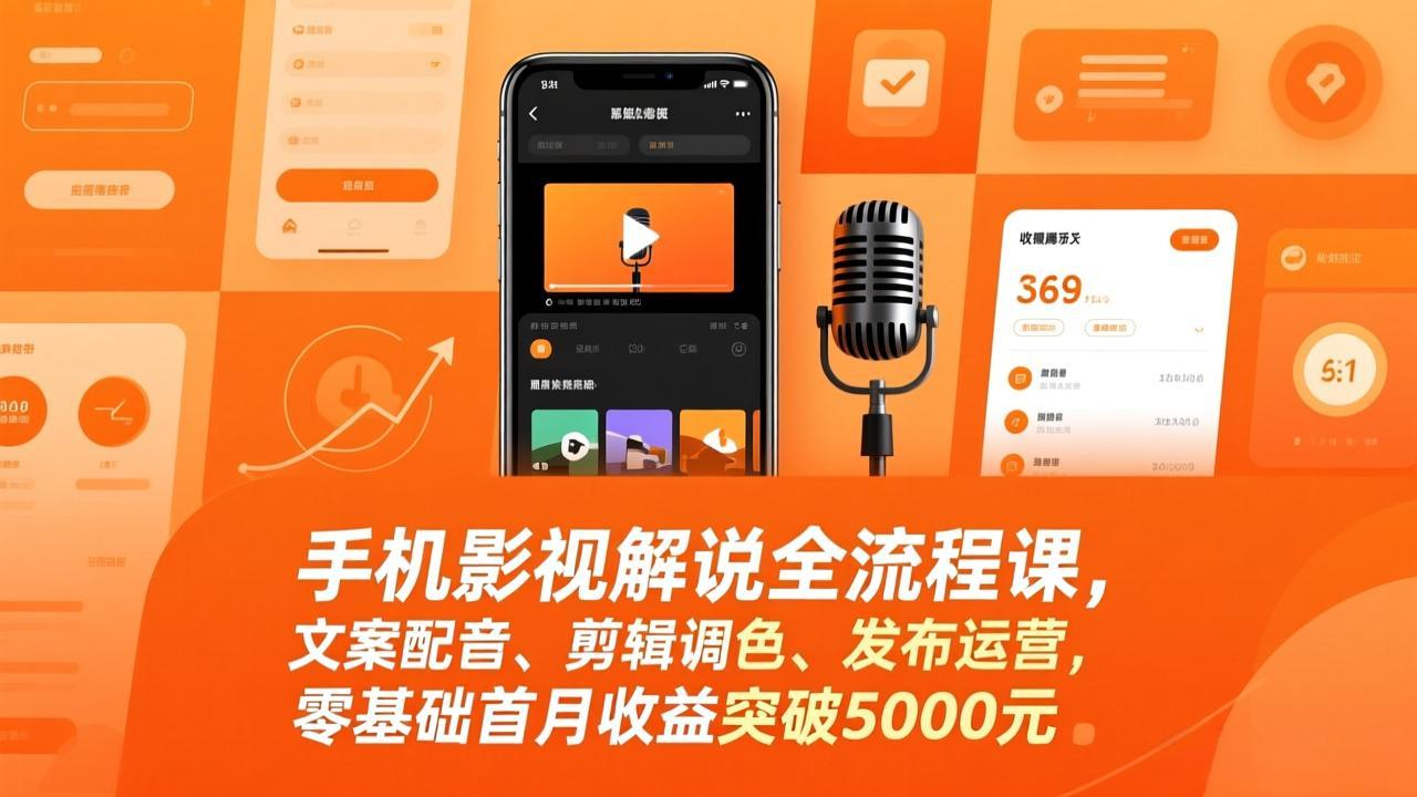 (17391期)手机影视解说全流程课,文案配音、剪辑调色、发布运营,零基础首月收益突破5000元 (17391期)手机影视解说全流程课,文案配音、剪辑调色、发布运营,零基础首月收益突破5000元