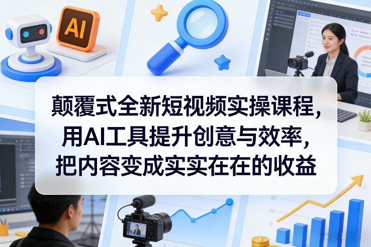 颠覆式全新短视频实操课程,用AI工具提升创意与效率,把内容变成实实在在的收益 颠覆式全新短视频实操课程,用AI工具提升创意与效率,把内容变成实实在在的收益