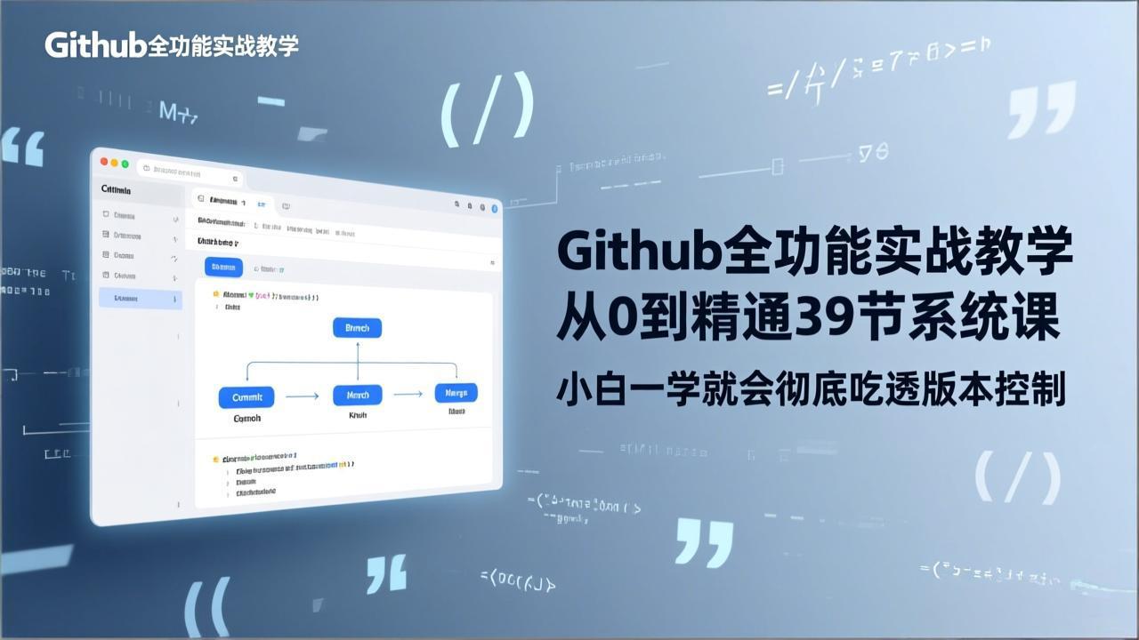 (17501期)GitHub-全功能实战教学,从0到精通39节系统课,小白一学就会彻底吃透版本控制 (17501期)GitHub-全功能实战教学,从0到精通39节系统课,小白一学就会彻底吃透版本控制