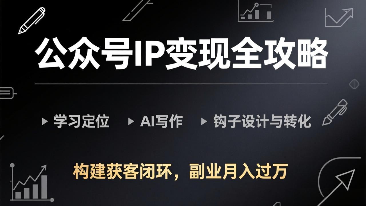 (17523期)公众号IP变现全攻略-更新,学习定位、AI写作、钩子设计与转化,构建获客闭环,副业月入过万 (17523期)公众号IP变现全攻略-更新,学习定位、AI写作、钩子设计与转化,构建获客闭环,副业月入过万
