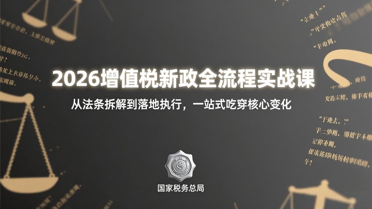 (17529期)2026增值税新政全流程实战课:从法条拆解到落地执行,一站式吃透核心变化 (17529期)2026增值税新政全流程实战课:从法条拆解到落地执行,一站式吃透核心变化