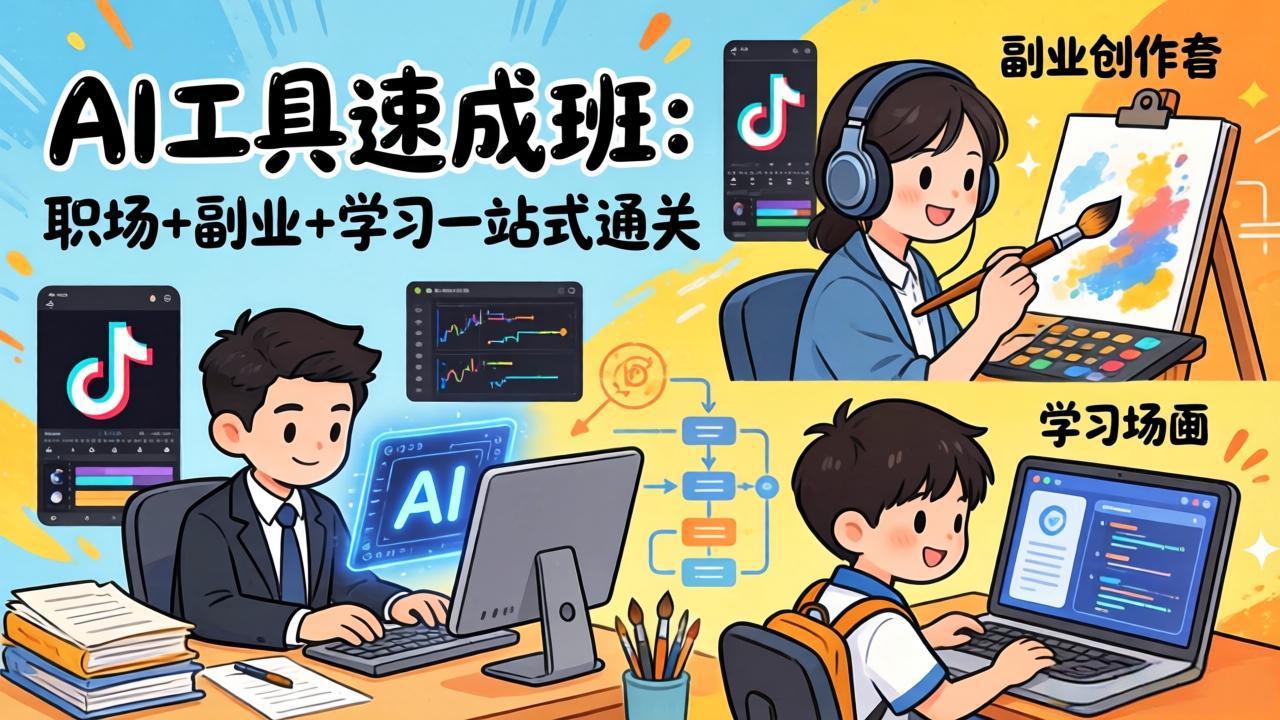 (17650期)AI工具速成班:职场+副业+学习一站式通关,20+爆款类型+剪映技巧+抖音算法,0基础快速上手 (17650期)AI工具速成班:职场+副业+学习一站式通关,20+爆款类型+剪映技巧+抖音算法,0基础快速上手