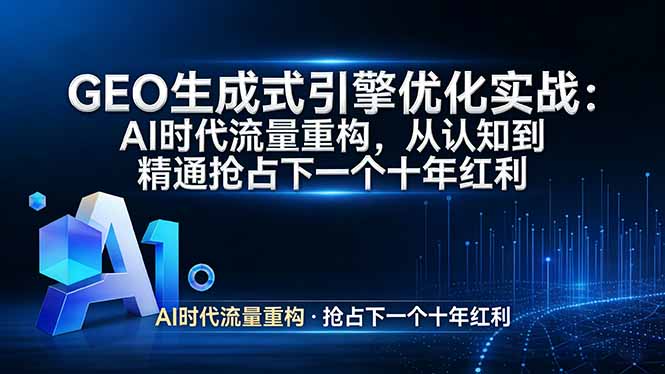 (17708期)GEO 生成式引擎优化实战:AI时代流量重构,从认知到精通抢占下一个十年红利 (17708期)GEO 生成式引擎优化实战:AI时代流量重构,从认知到精通抢占下一个十年红利