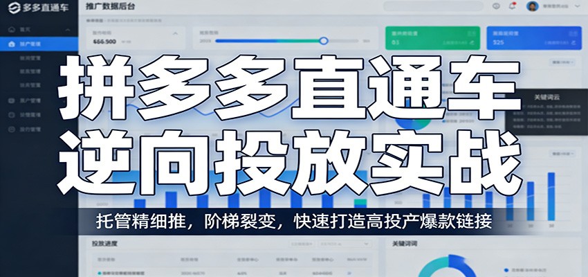拼多多直通车逆向投放实战:托管精细推,阶梯裂变,快速打造高投产爆款链接 拼多多直通车逆向投放实战:托管精细推,阶梯裂变,快速打造高投产爆款链接