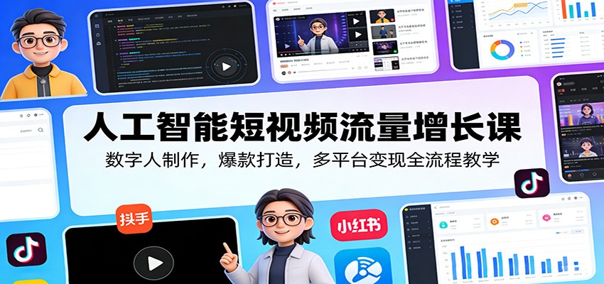 人工智能短视频流量增长课:数字人制作,爆款打造,多平台变现全流程教学 人工智能短视频流量增长课:数字人制作,爆款打造,多平台变现全流程教学