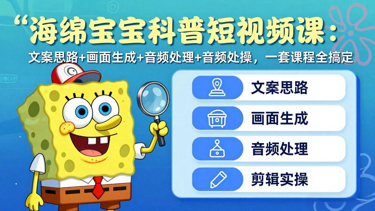 (17756期)海绵宝宝科普短视频课:文案思路+画面生成+音频处理+剪辑实操,一套课程全搞定 (17756期)海绵宝宝科普短视频课:文案思路+画面生成+音频处理+剪辑实操,一套课程全搞定