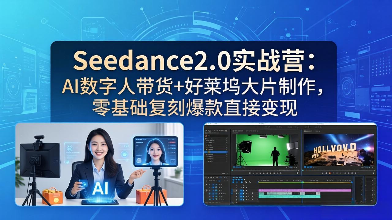 (18238期)Seedance2.0实战营:AI数字人带货+好莱坞大片制作,零基础复刻爆款直接变现 (18238期)Seedance2.0实战营:AI数字人带货+好莱坞大片制作,零基础复刻爆款直接变现
