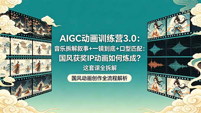 (18244期)AIGC动画训练营3.0:音乐拆解叙事+一镜到底+口型匹配:国风获奖IP动画如何炼成?这套课全拆解 (18244期)AIGC动画训练营3.0:音乐拆解叙事+一镜到底+口型匹配:国风获奖IP动画如何炼成?这套课全拆解