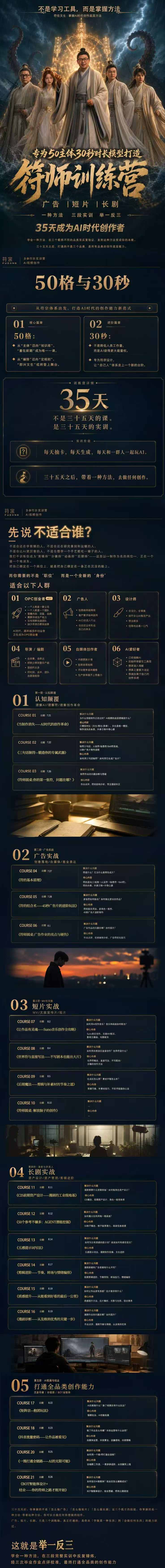 (20179期)符师训练营-35天成为AI时代创作者,广告+短片+漫剧+智能体四大实战方向,掌握从创意到上线的完整工作流 (20179期)符师训练营-35天成为AI时代创作者,广告+短片+漫剧+智能体四大实战方向,掌握从创意到上线的完整工作流