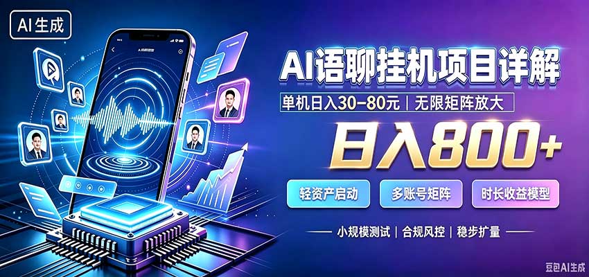 AI语聊挂机,日入800+,适用个人副业,工作室矩阵操作 AI语聊挂机,日入800+,适用个人副业,工作室矩阵操作