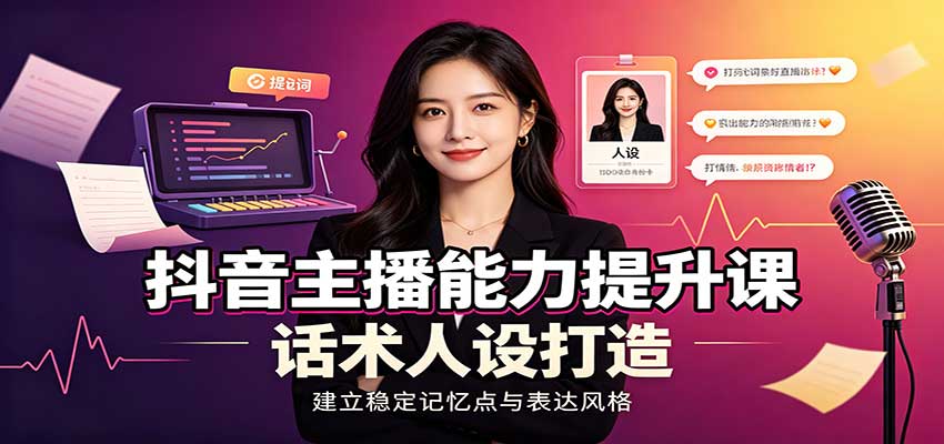抖音主播能力提升课:账号底层逻辑,直播间搭建调试,话术人设打造全套教学 抖音主播能力提升课:账号底层逻辑,直播间搭建调试,话术人设打造全套教学
