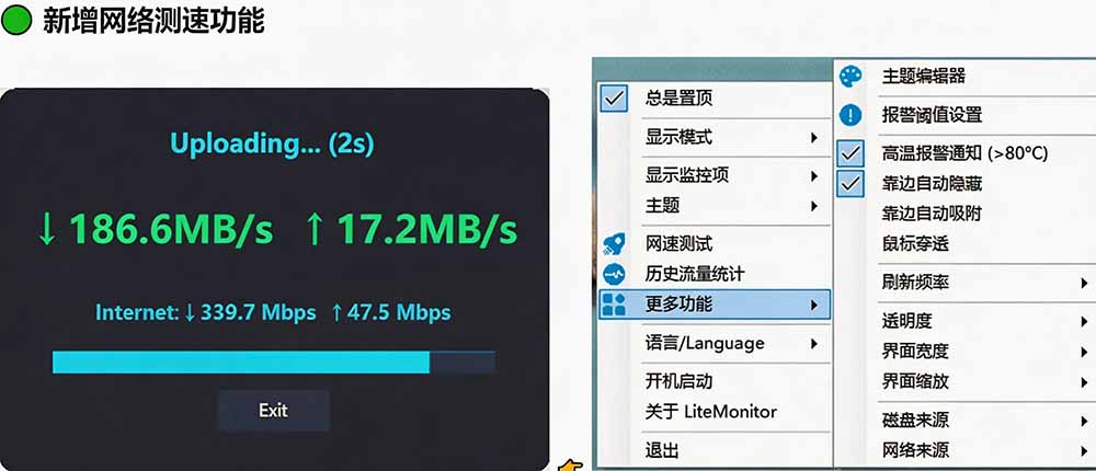 (20245期)Github超过3.3K Stars!电脑桌面硬件监控工具,界面好看又好用,实时CPU/GPU/网速实时显示 LiteMonitor (20245期)Github超过3.3K Stars!电脑桌面硬件监控工具,界面好看又好用,实时CPU/GPU/网速实时显示 LiteMonitor