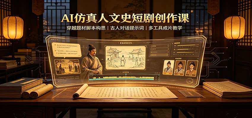 AI仿真人文史短剧创作课:穿越题材脚本构思,古人对话提示词,多工具成片教学 AI仿真人文史短剧创作课:穿越题材脚本构思,古人对话提示词,多工具成片教学