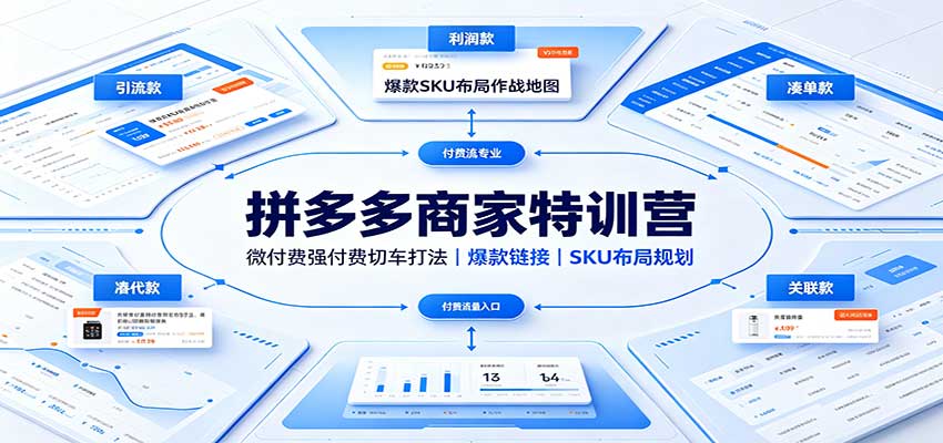 拼多多商家特训营:微付费强付费切车打法,爆款链接,SKU布局规划 拼多多商家特训营:微付费强付费切车打法,爆款链接,SKU布局规划