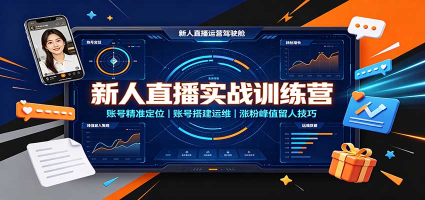 新人直播实战训练营:账号精准定位,账号搭建运维,涨粉峰值留人技巧 新人直播实战训练营:账号精准定位,账号搭建运维,涨粉峰值留人技巧