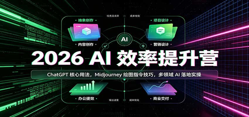 2026 AI效率提升营:ChatGPT核心用法,Midjourney绘图指令技巧,多领域AI落地实操 2026 AI效率提升营:ChatGPT核心用法,Midjourney绘图指令技巧,多领域AI落地实操