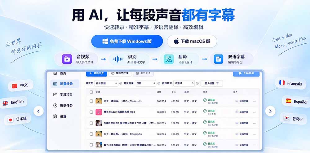 (20728期)剪映会员不用再开了?视频字幕一键生成加翻译,本地离线运行,完全免费,超快速高精度,字幕大师 (20728期)剪映会员不用再开了?视频字幕一键生成加翻译,本地离线运行,完全免费,超快速高精度,字幕大师