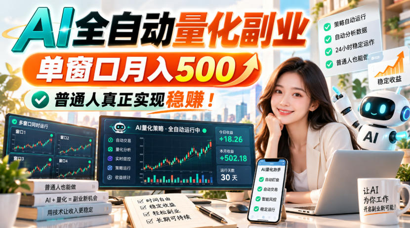 (20734期)AI全自动量化副业,单窗口月入500,普通人真正实现稳赚! (20734期)AI全自动量化副业,单窗口月入500,普通人真正实现稳赚!