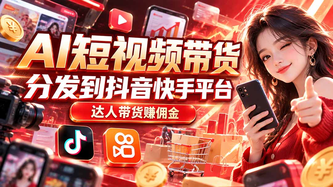 (20754期)【AI短视频带货】分发到抖音快手平台,达人带货赚佣金 (20754期)【AI短视频带货】分发到抖音快手平台,达人带货赚佣金