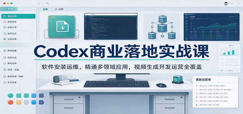 Codex商业落地实战课:软件安装运维,精通多领域应用,视频生成开发运营全覆盖 Codex商业落地实战课:软件安装运维,精通多领域应用,视频生成开发运营全覆盖