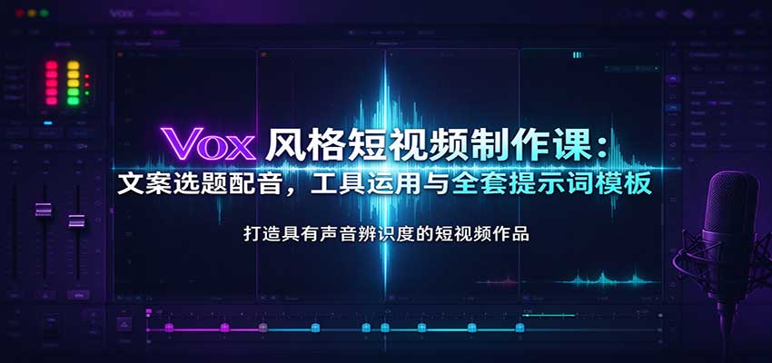 Vox风格短视频制作课：文案选题配音，工具运用与全套提示词模板