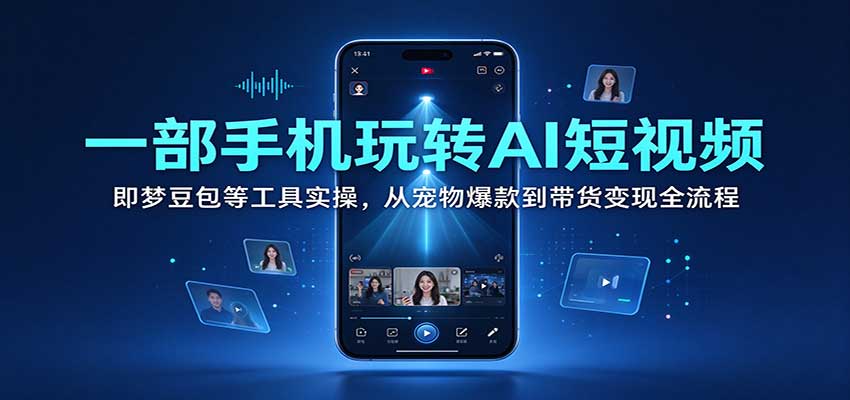 一部手机玩转AI短视频：即梦豆包等工具实操，从宠物爆款到带货变现全流程