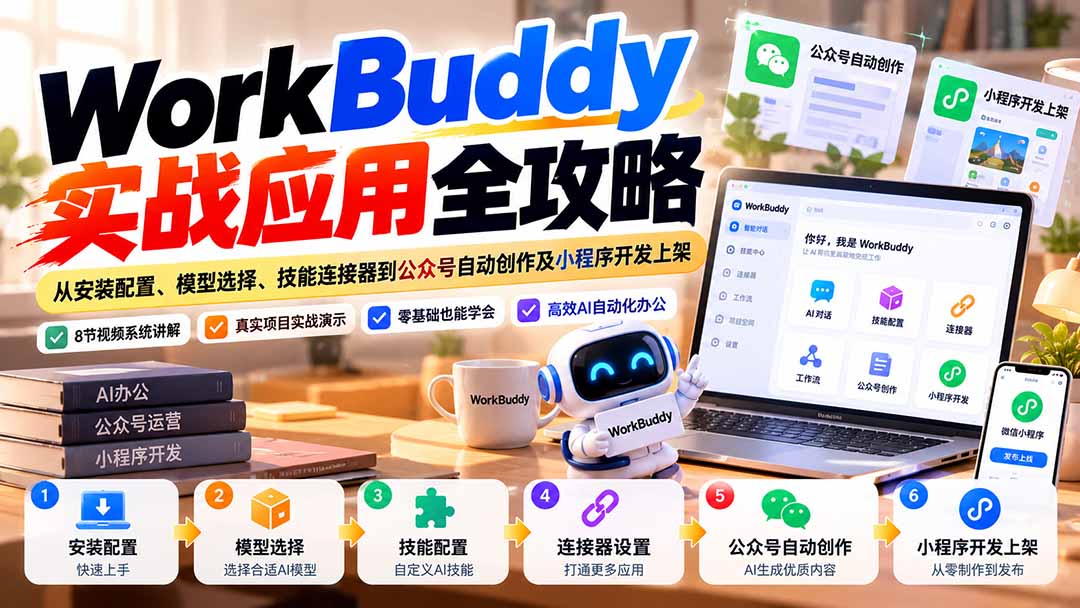 (21093期)WorkBuddy 实战应用全攻略:从安装配置、模型选择、技能连接器到公众号自动创作及小程序开发上架 (21093期)WorkBuddy 实战应用全攻略:从安装配置、模型选择、技能连接器到公众号自动创作及小程序开发上架