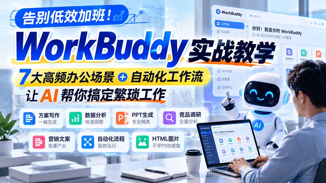（21115期）告别低效加班！WorkBuddy实战教学，7大高频办公场景＋自动化工作流，让AI帮你搞定繁琐工作