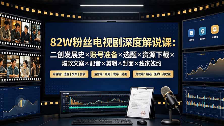 82万粉丝抖音博主电视剧深度解说全流程实战课