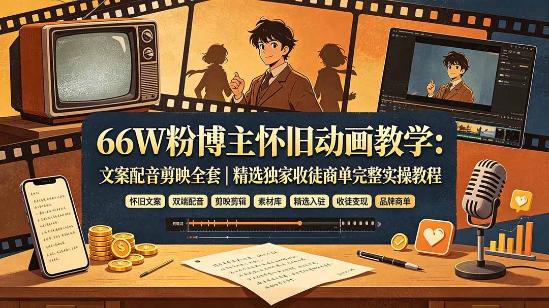 66万粉抖音博主怀旧动画全套实战课